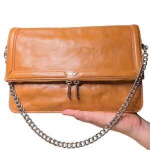 Zadig & Voltaire Saddle Colored Leather Shoulder Bag